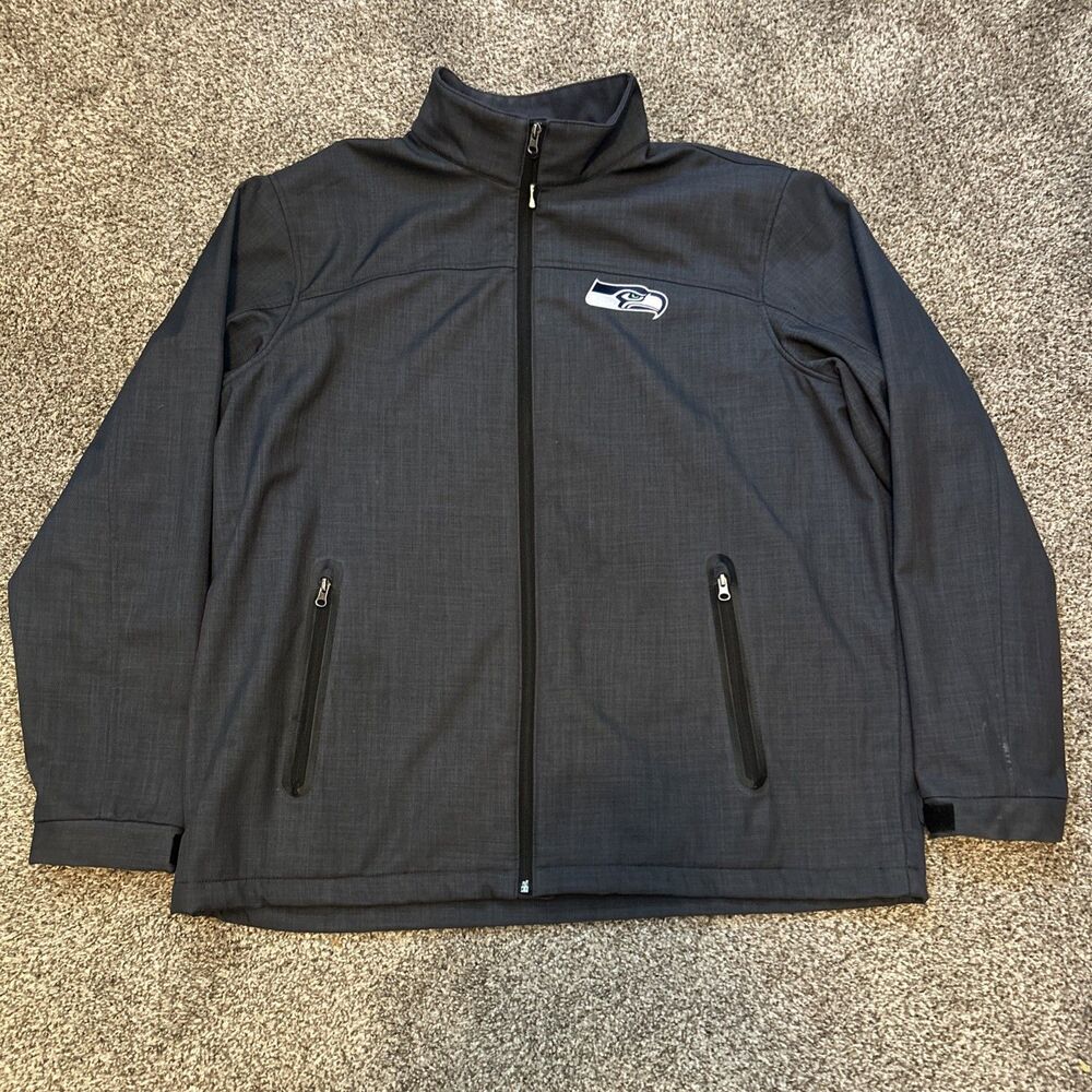 NFL G111 Seattle Seahawks Men's Size 2XL Gray SoftShell Full Zip Jacket